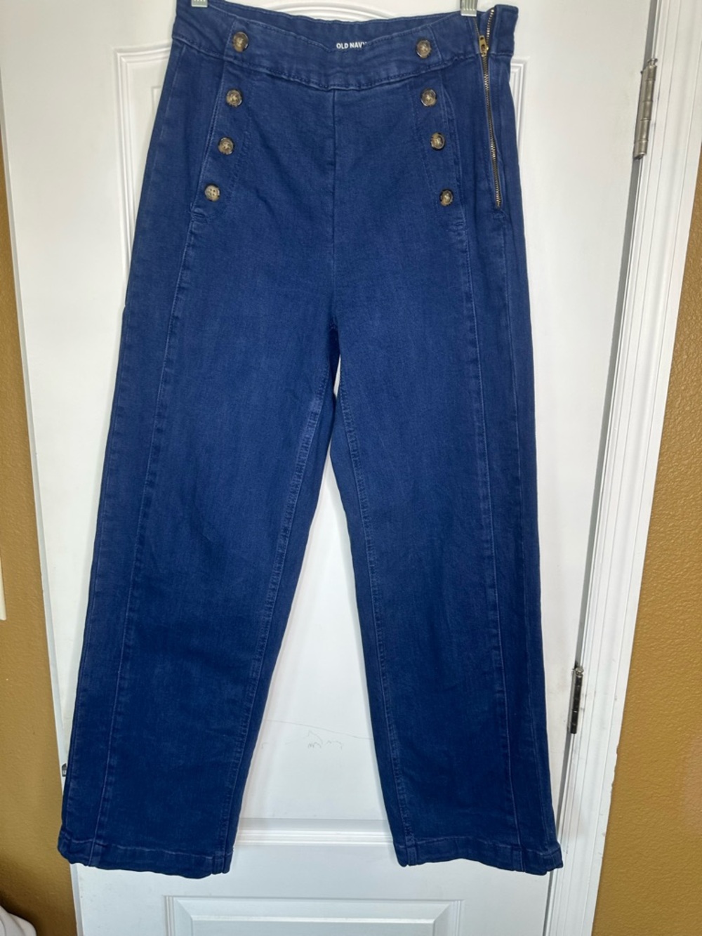 Old Navy Women's Dark Blue Sailor-Button Wide Leg Jeans